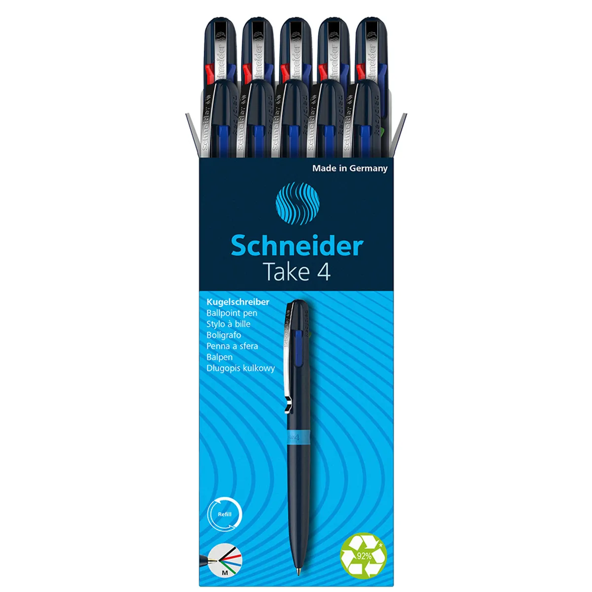 Химикалка Schneider Take 4,четирицветна-т.синя