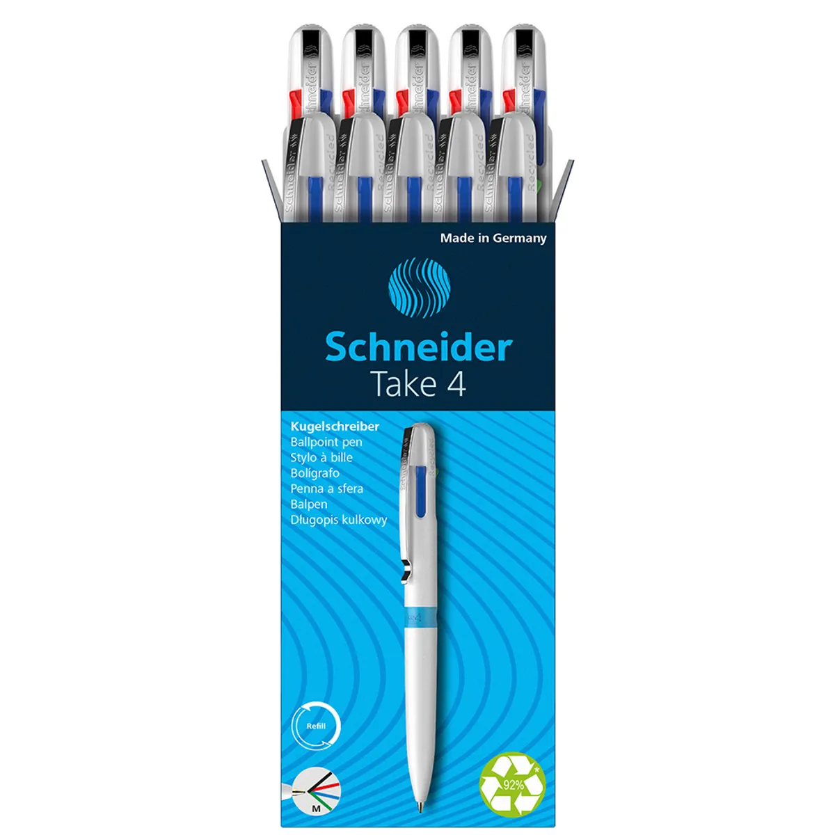 Химикалка Schneider Take 4,четирицветна- бяла