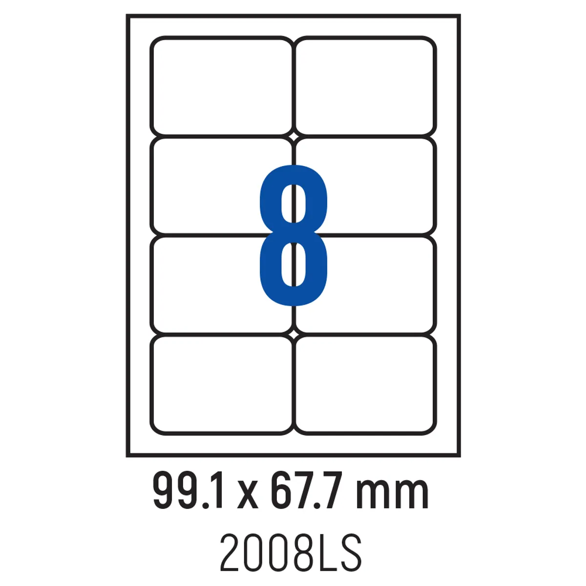 Етикети лепящи обли, 8 бр., 99.1x67.7 мм, 100 л., A4
