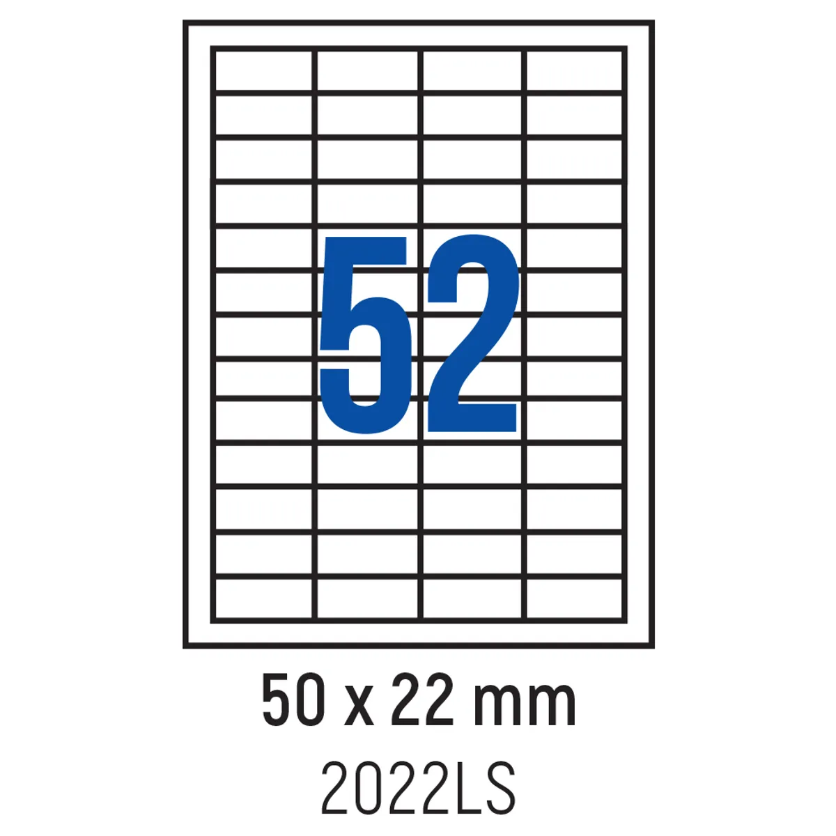 Етикети лепящи 52 бр., 50.0x22.0 мм, 100 л., A4, кант 4