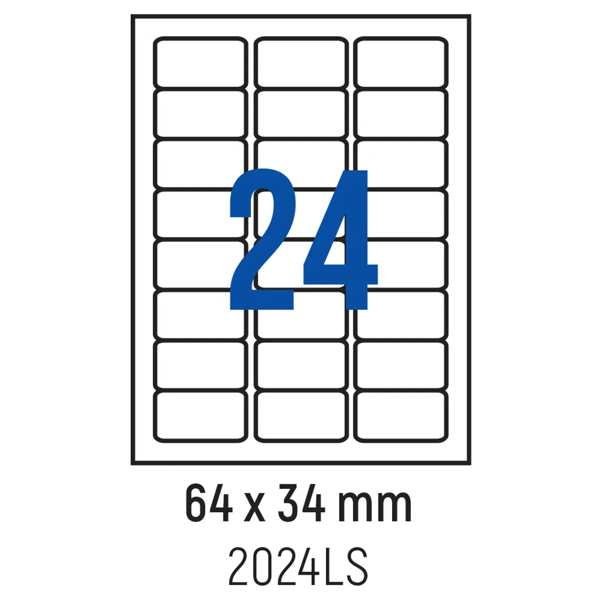 Етикети лепящи обли, 24 бр., 64.0x34.0 мм, 100 л., A4