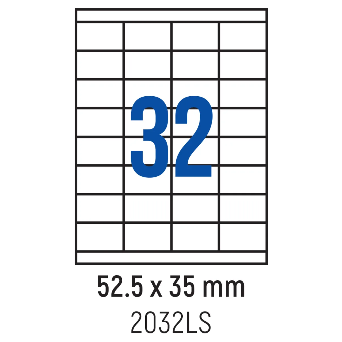 Етикети лепящи 32 бр., 52.5x35.0 мм, 100 л., A4, кант 2