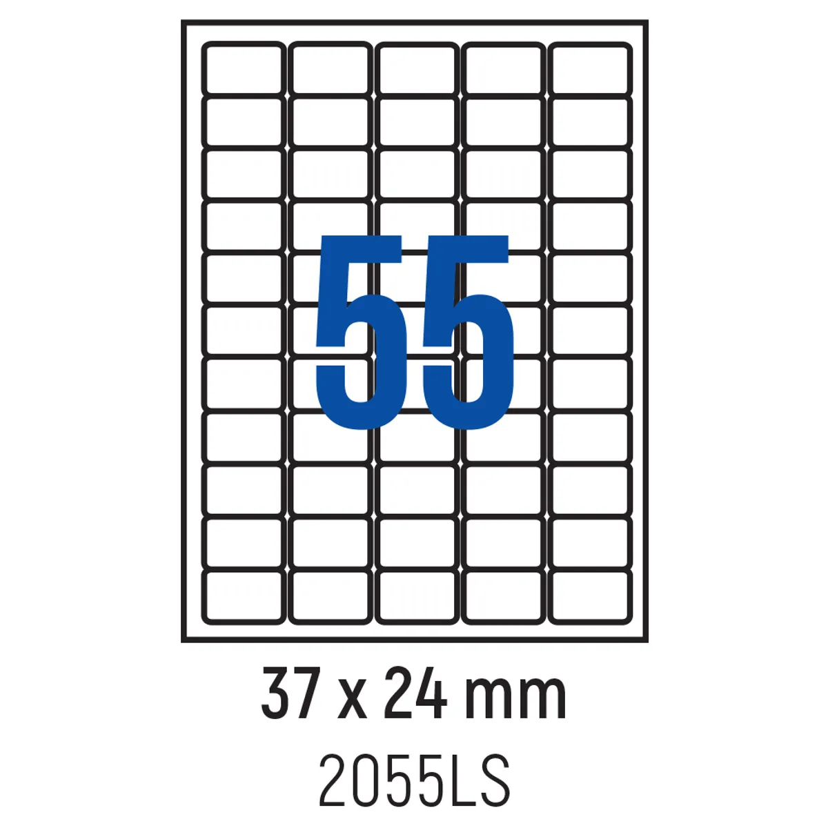 Етикети лепящи обли, 55 бр., 37.0x24.0 мм, 100 л., A4