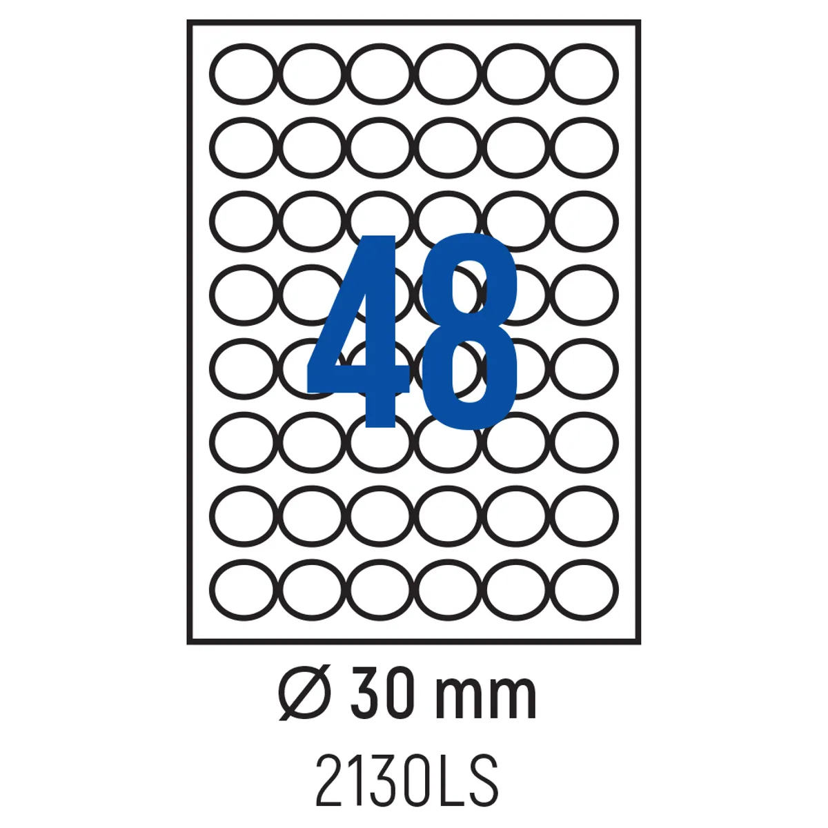 Етикети лепящи кръгли, 48 бр., Ø 30 мм, 100 л., A4