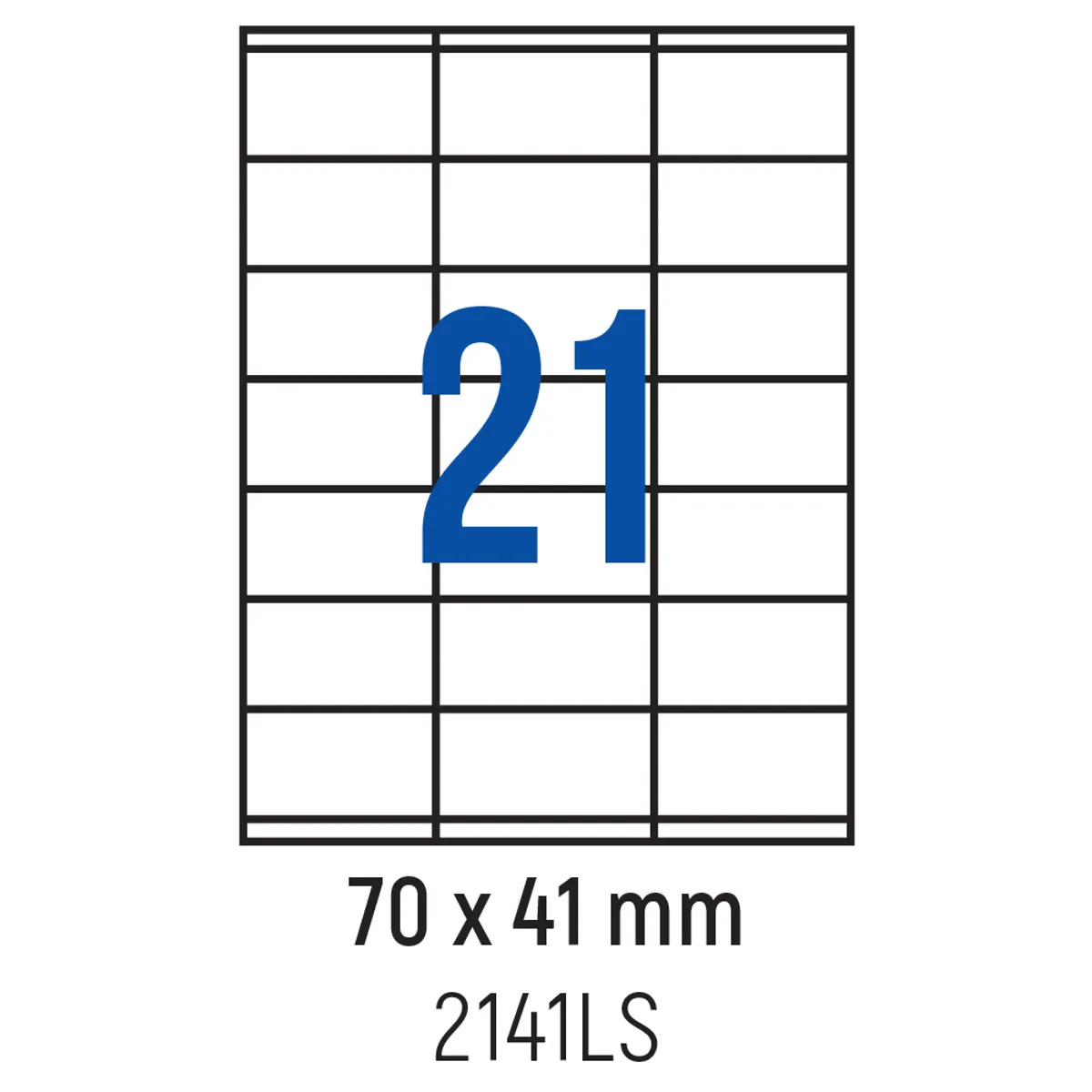 Етикети лепящи 21 бр., 70.0x41.0 мм, 100 л., A4, кант 2