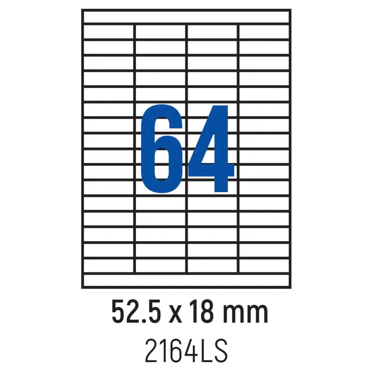 Етикети лепящи 64 бр., 52.5x18.0 мм, 100 л., A4, кант 2