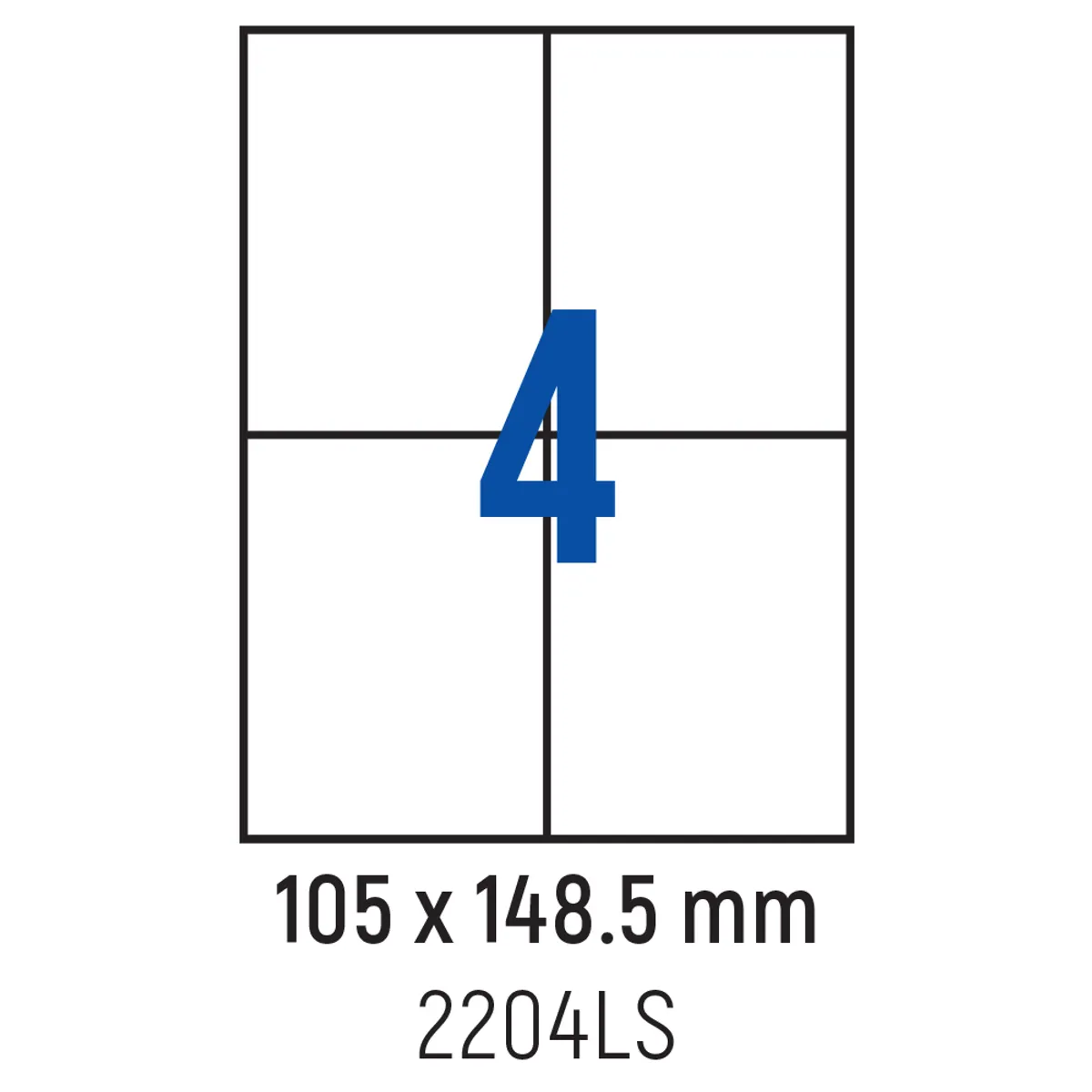 Етикети лепящи 4 бр., 105.0x148.5 мм, 100 л., A4