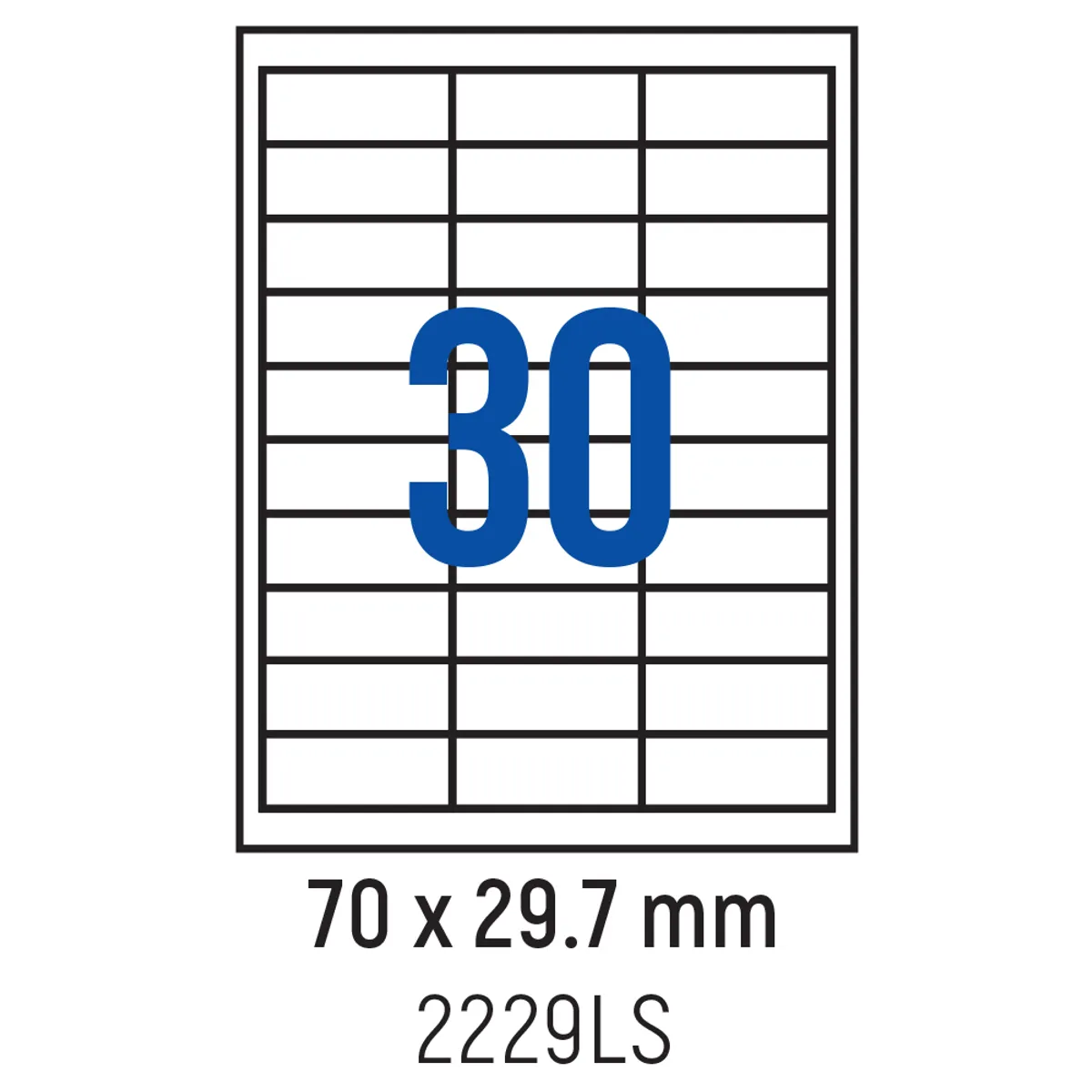 Етикети лепящи 30 бр., 70.0x29.7 мм, 100 л., A4