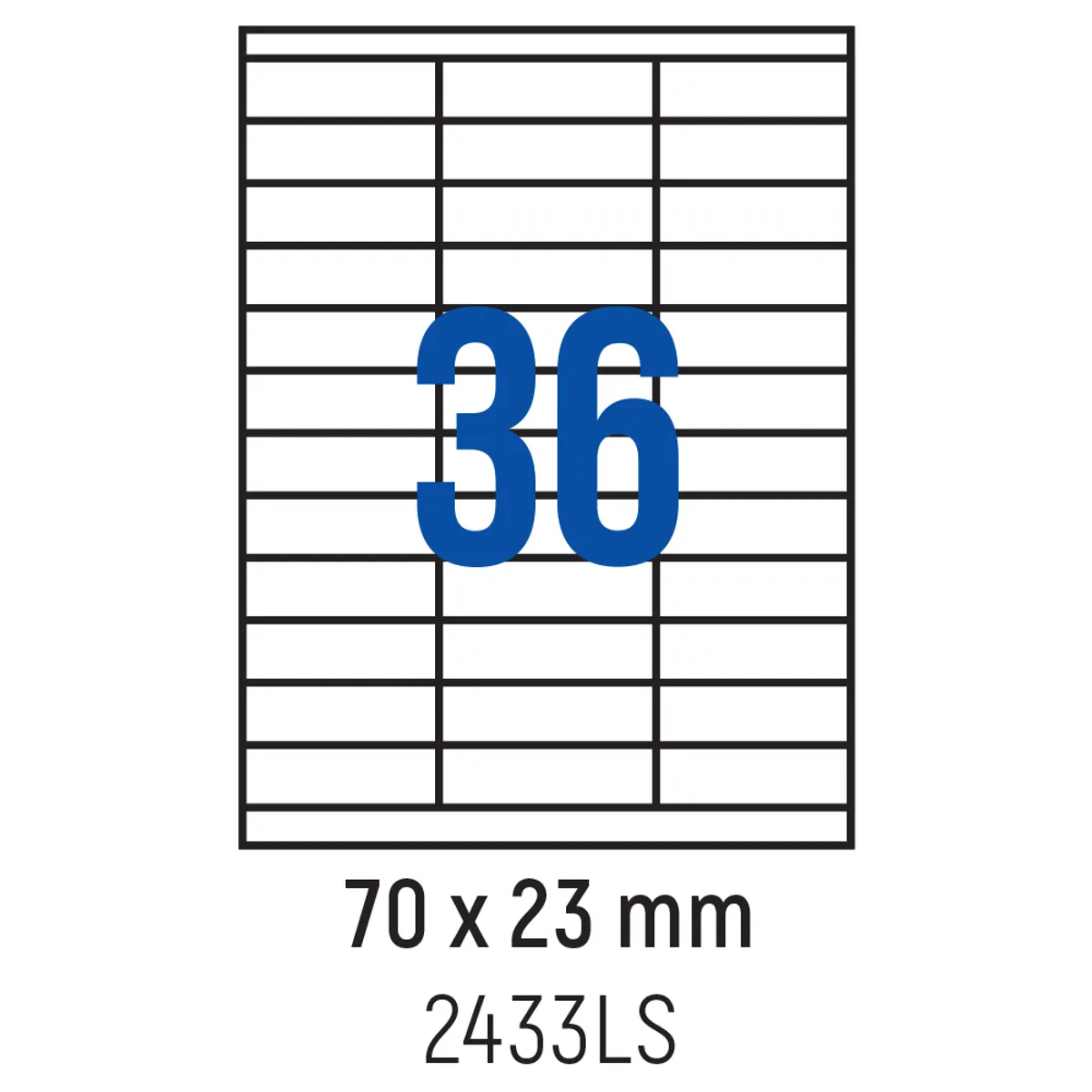 Етикети лепящи 36 бр., 70.0x23.0 мм, 100 л., A4, кант 2