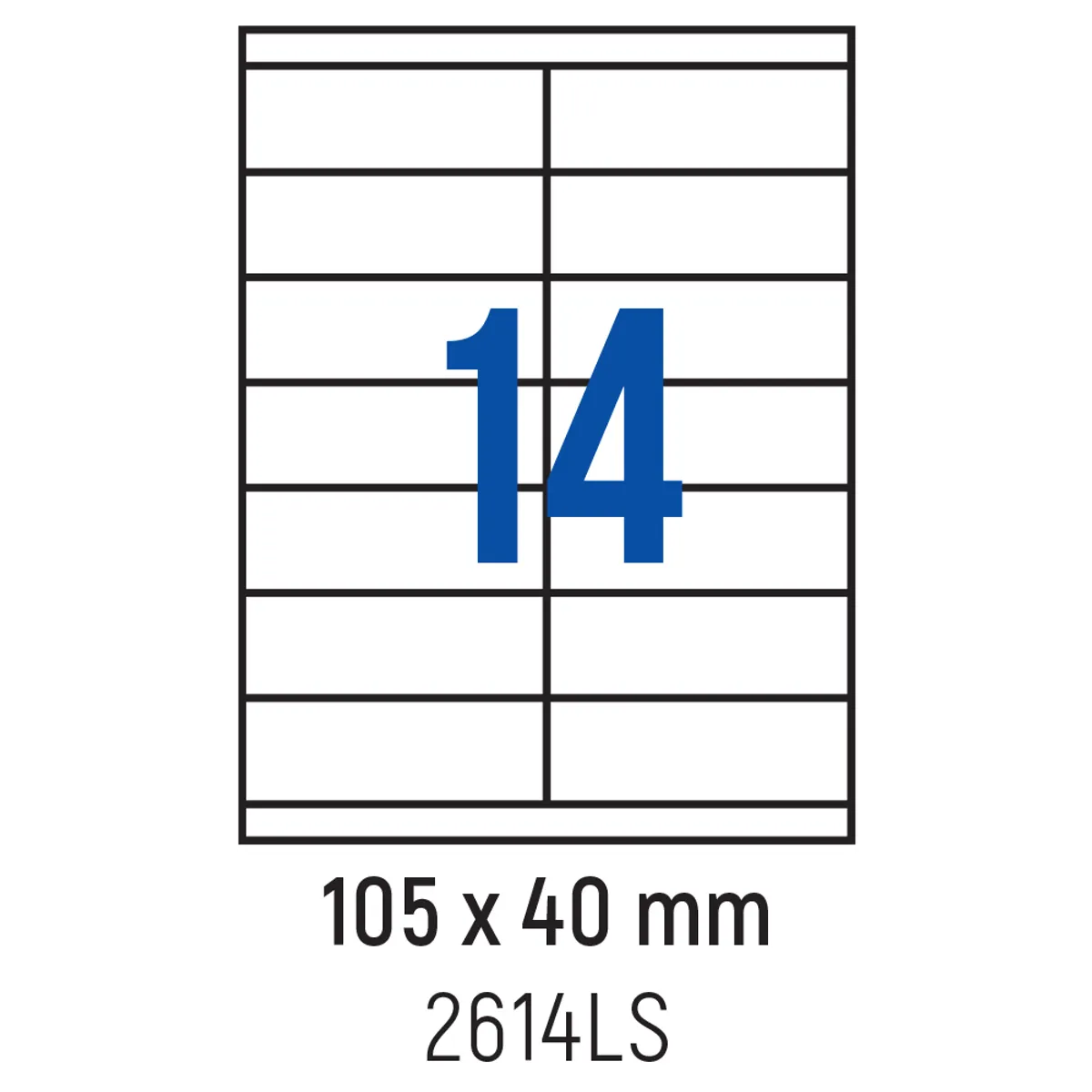 Етикети лепящи 14 бр., 105.0x40.0 мм, 100 л., A4, кант 2