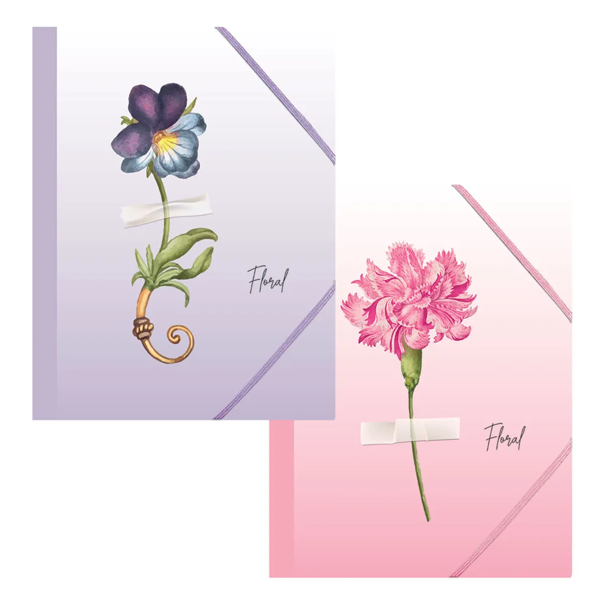 Папка с ластик Spree A4, PP, Floral