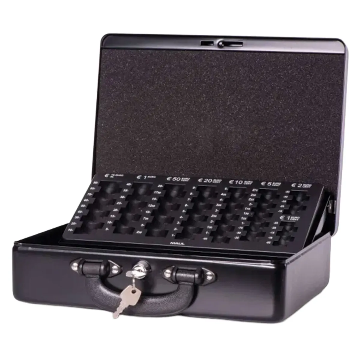 Сейф с € монетник черен, 300 х 245 х 93