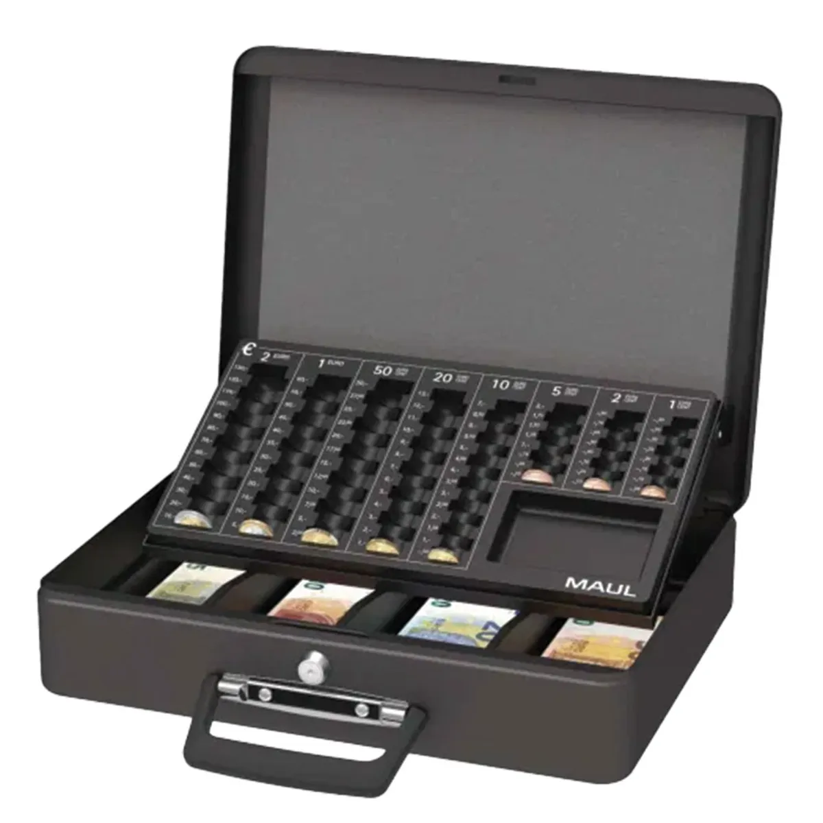 Сейф с € монетник черен, 370 х 290 х 120