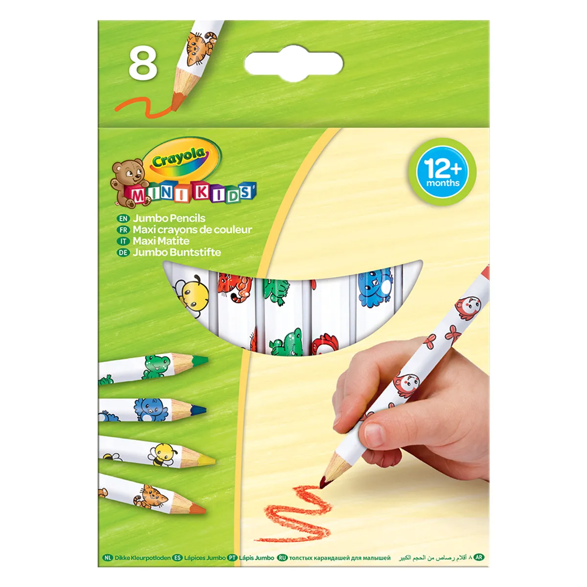 Моливи 8 цв. шестоъгълни Jumbo, Mini Kids