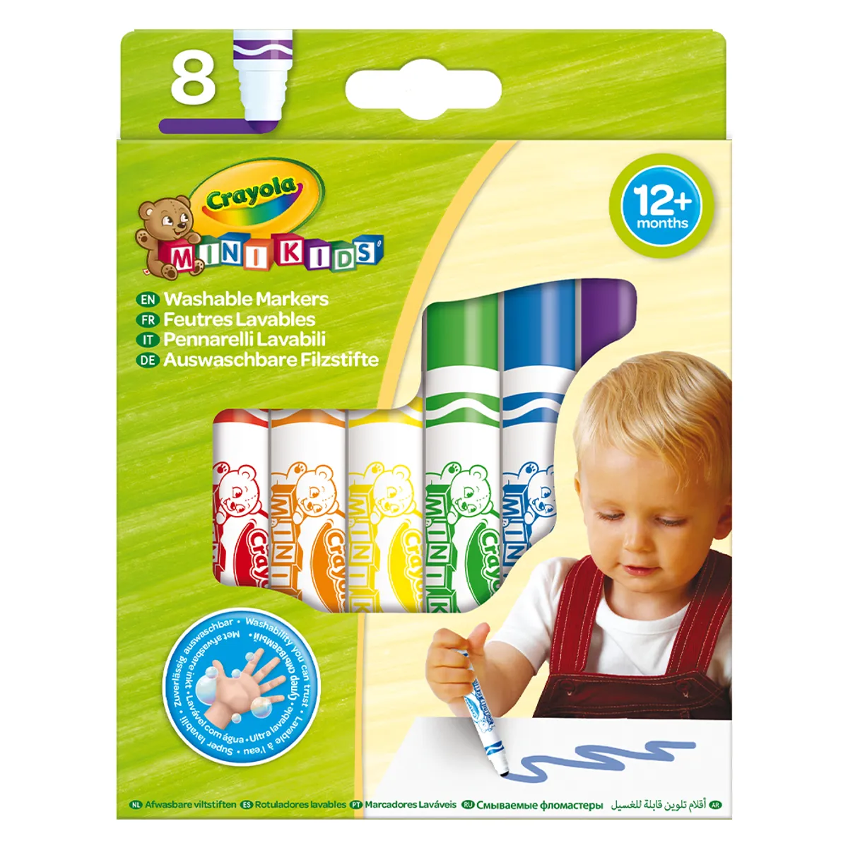 Маркери 8 цв. измиваеми, Mini Kids