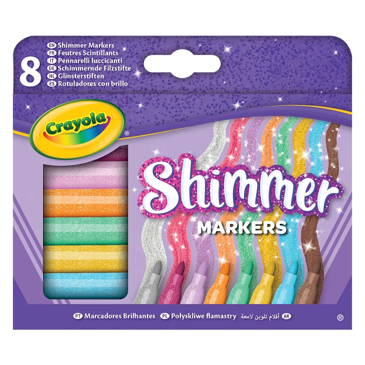 Флумастери глитерни 8 цвята Shimmer