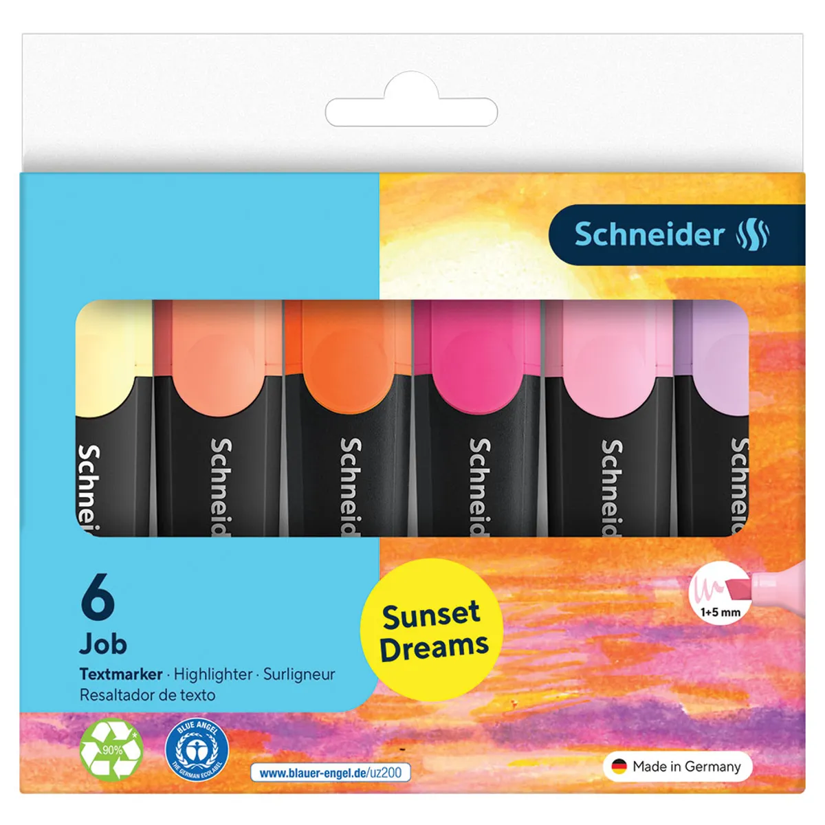 Текстмаркер Job Sunset Dreams, 6 цвята