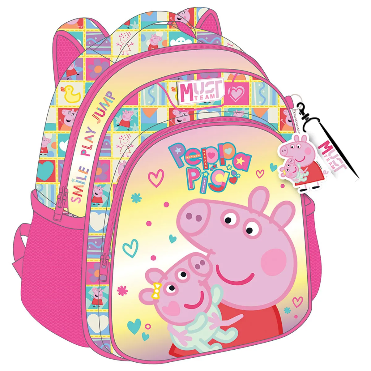 Раница детска с 2 ципа Peppa Pig Smile Play Jump, 31x27x10