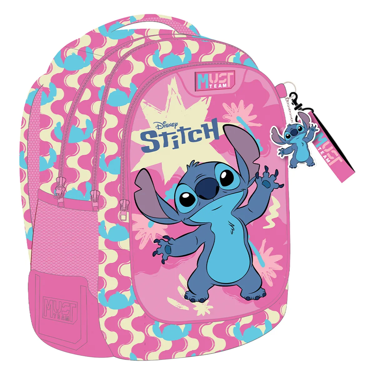 Раница с 3 ципа Stitch Pink, 43x32x18